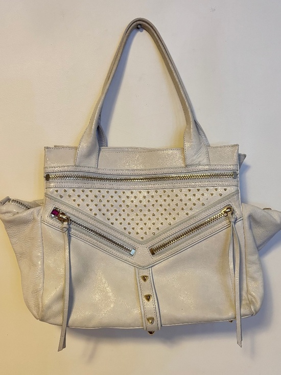 Botkier Trigger Leather Satchel Shoulder Bag Purse Multi Compartment Gold Studs - Picture 1 of 5